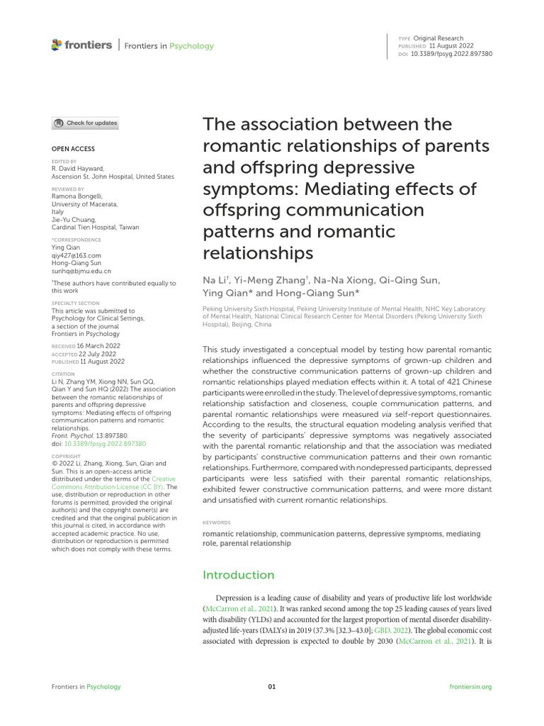 The Association Between The Romantic Relationships of Parents and ...