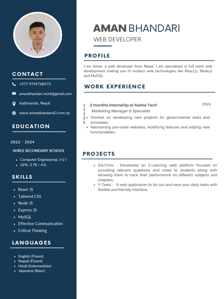 Blue Simple Professional CV Resume | PDF