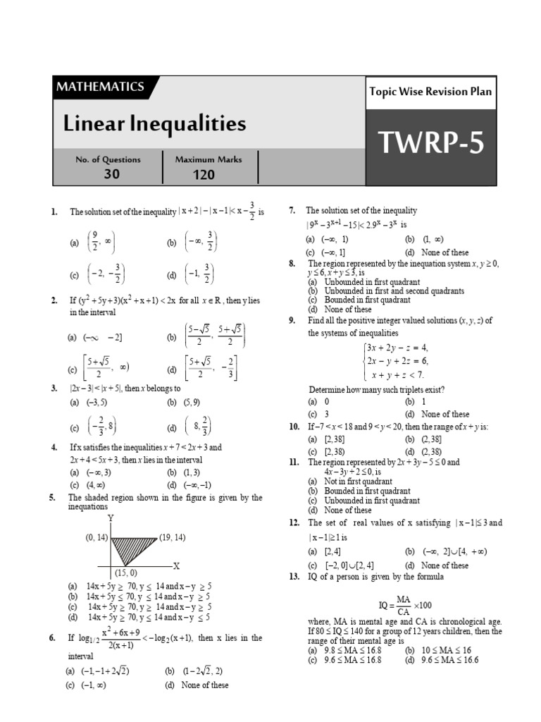 TWRP-5 - Linear Inequalities | PDF | Mathematical Concepts | Discrete ...