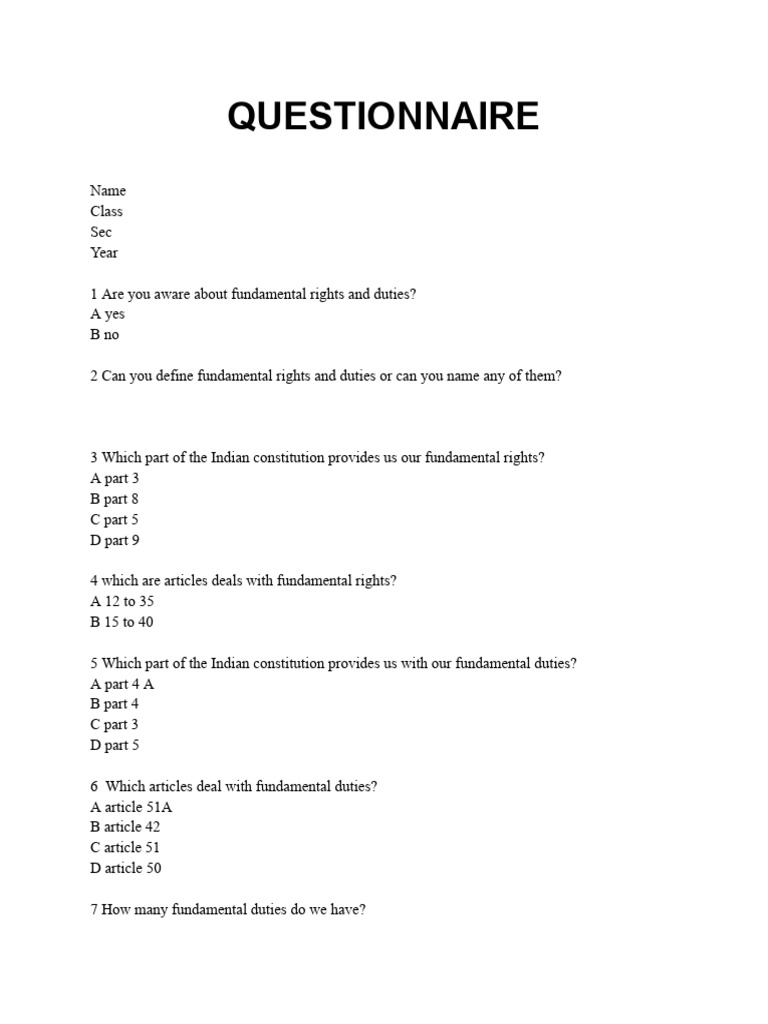 Questionnaire | PDF
