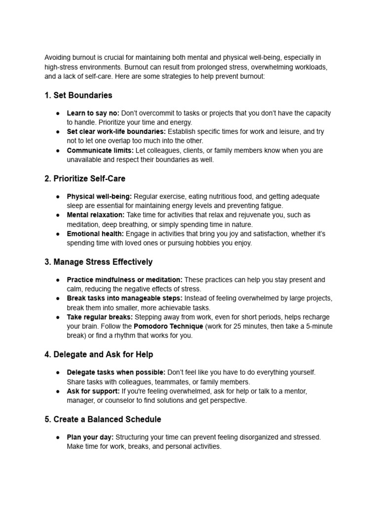 How to avoid burnout | PDF | Occupational Burnout | Mental Health