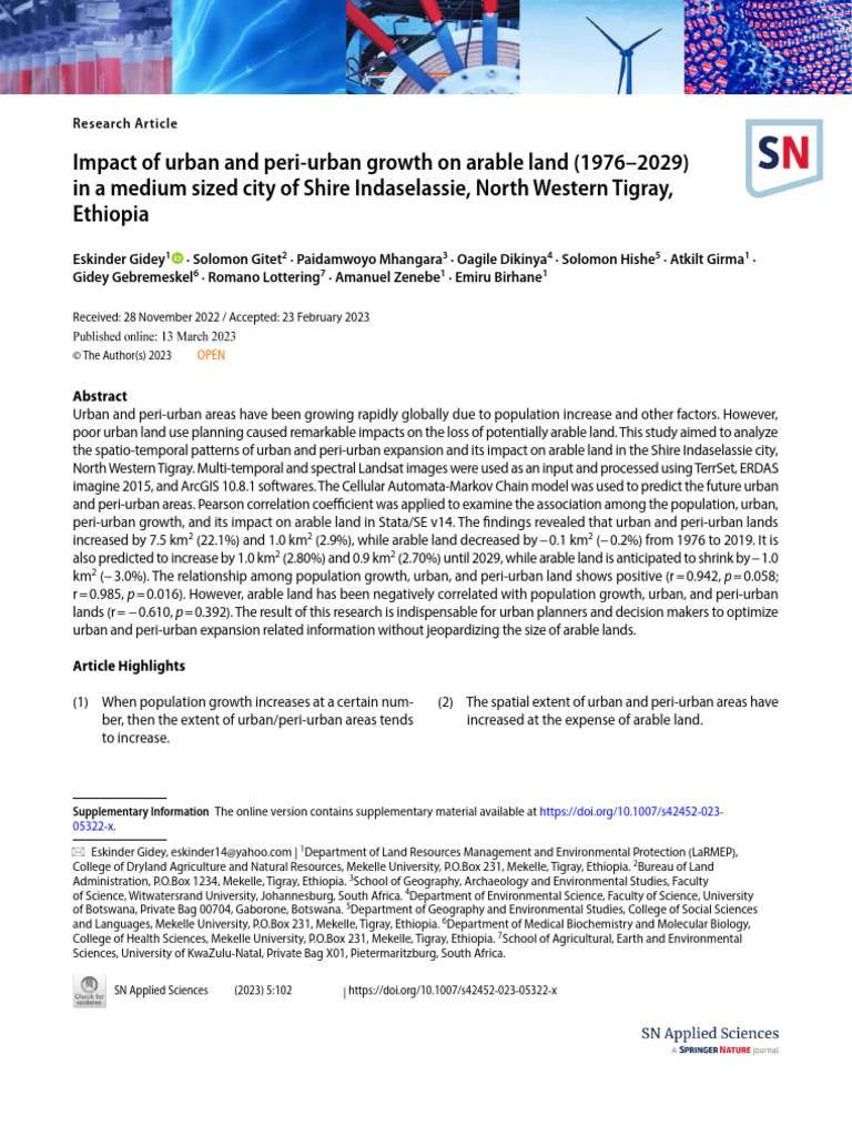 Impact of Urban and Peri Urban Growth On Arable Land | PDF | Infrared ...