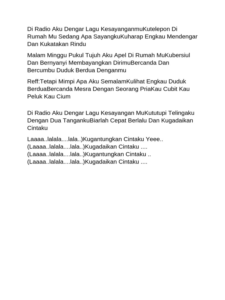 Lirik Lagu Rindu di Radio | PDF