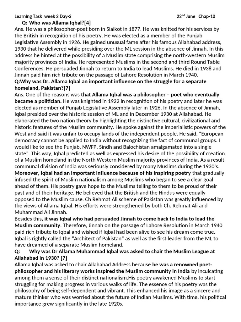 Chap 10. Learning Task 2 | PDF | Pakistan | Muhammad Ali Jinnah