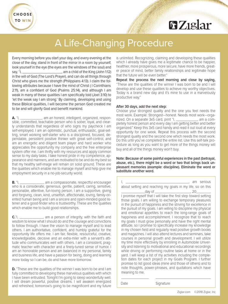 Zig Ziglar's Self-Talk Method | PDF | Happiness