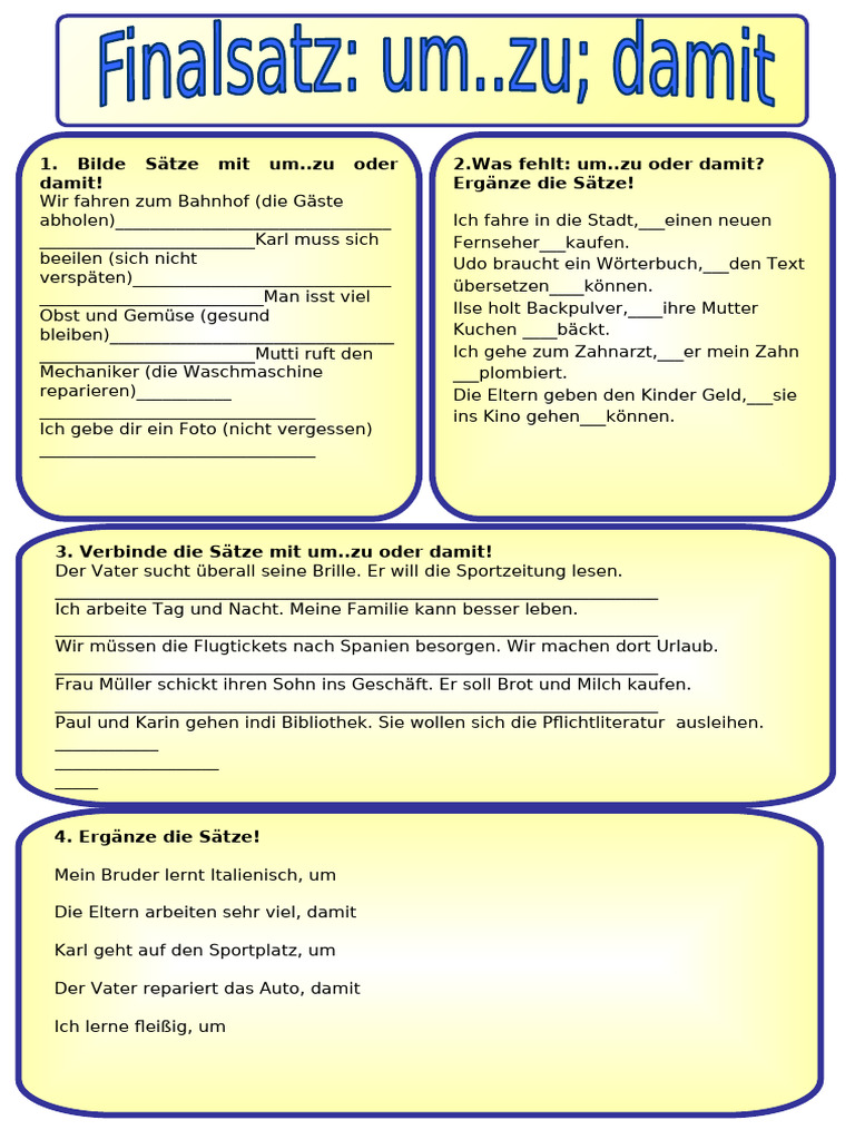 Finalsatz-Arbeitsblatter 23591 | PDF