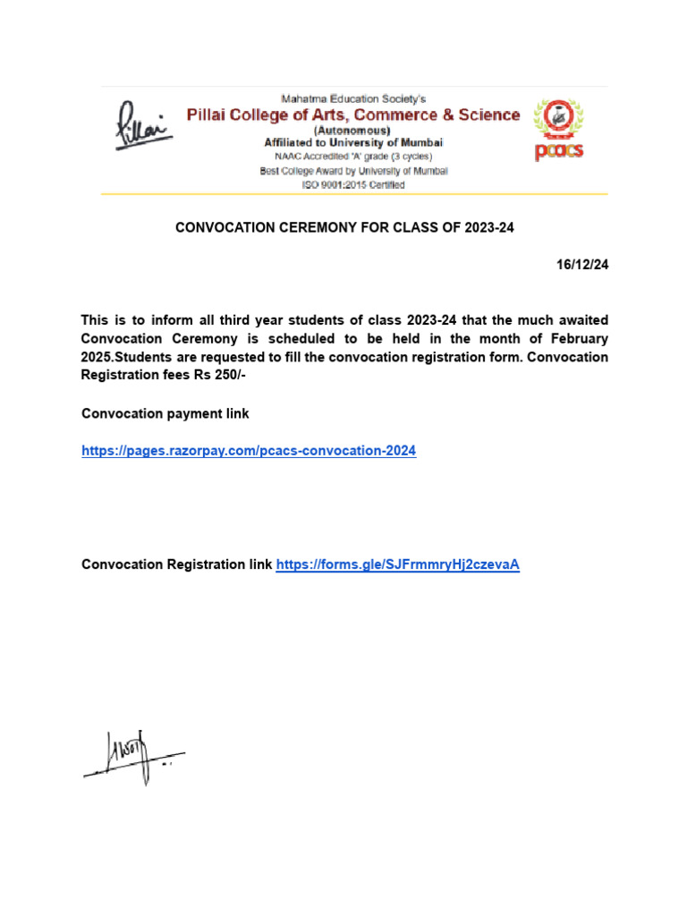 Convocation Ceremony For Class of 2023-24 | PDF