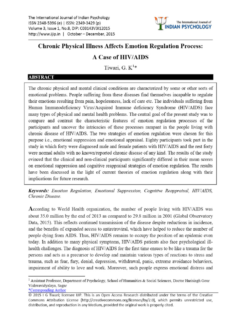 Chronic Physical Illness Affects Emotion Regulation Process - A Case of ...