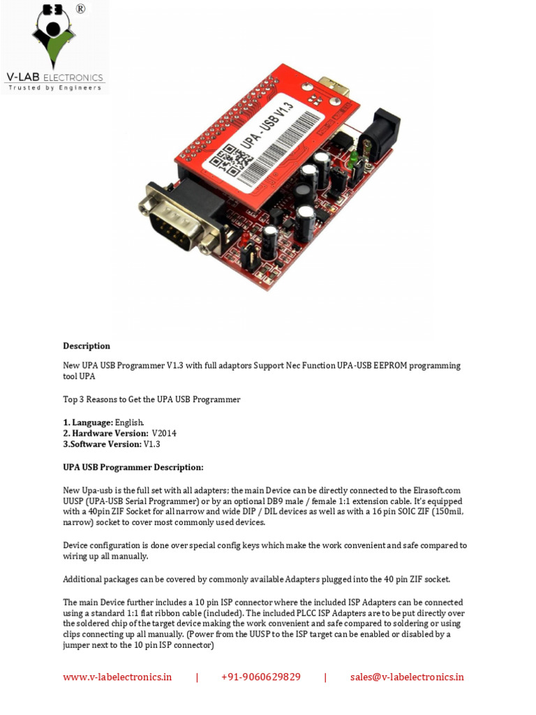 UPA USB Programmer V1.3 Overview | PDF | Electrical Connector ...