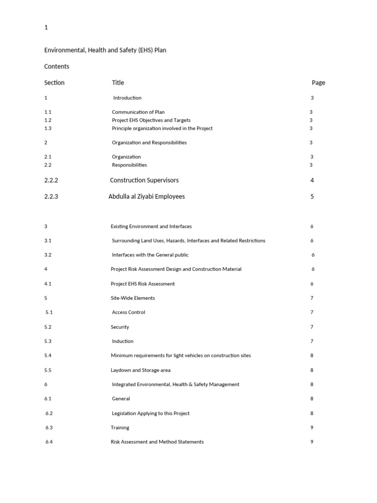 EHS Management Plan Overview | PDF | Occupational Safety And Health ...