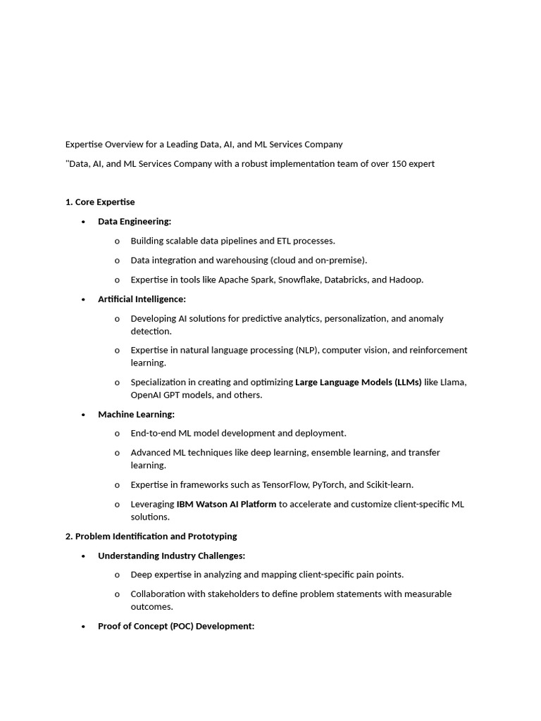 Expertise Overview For A Leading Data Pdf Artificial Intelligence