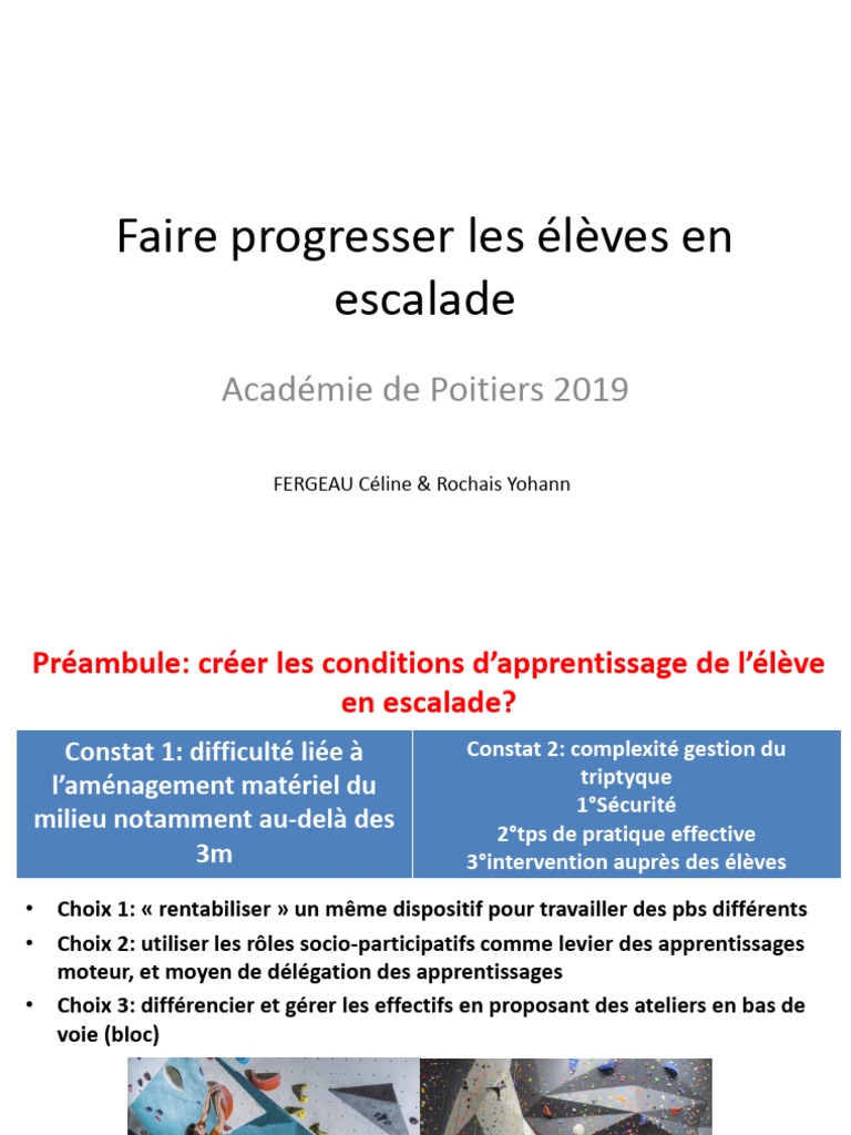Progresser en escalade : stratégies pédagogiques | PDF