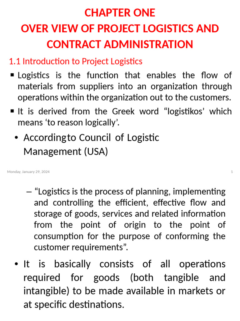 Chapter 1 Ppt1 Ppt Pdf Procurement Logistics