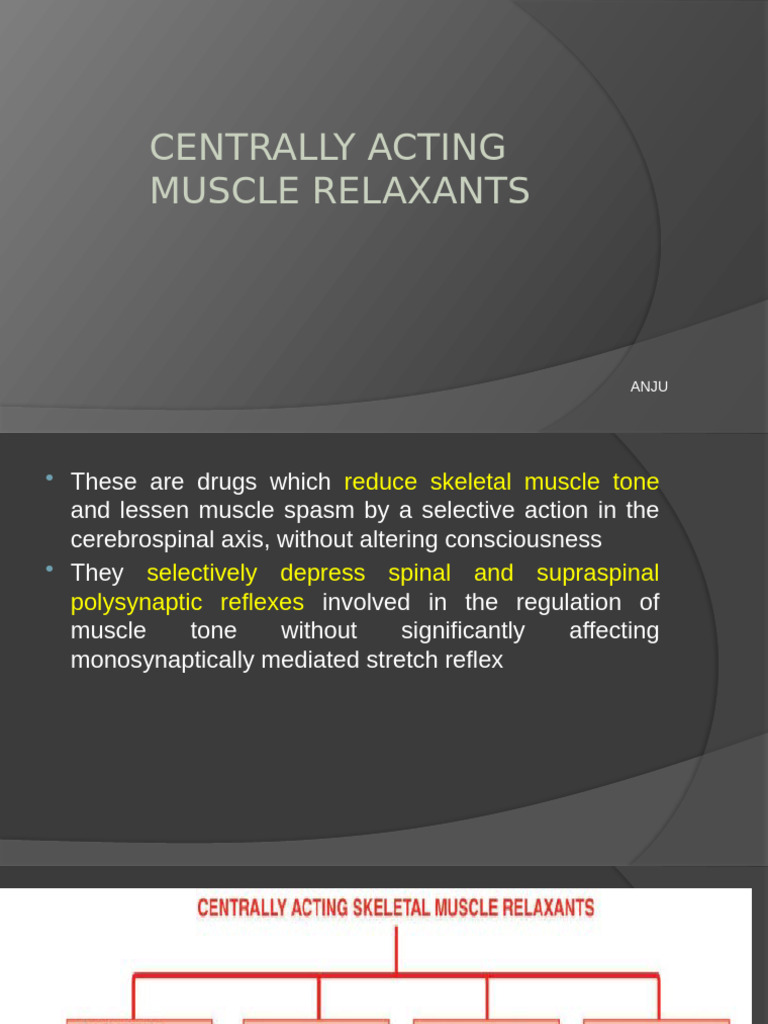 Centrally Acting Muscle Relaxants Guide | PDF | Benzodiazepine | Drugs ...
