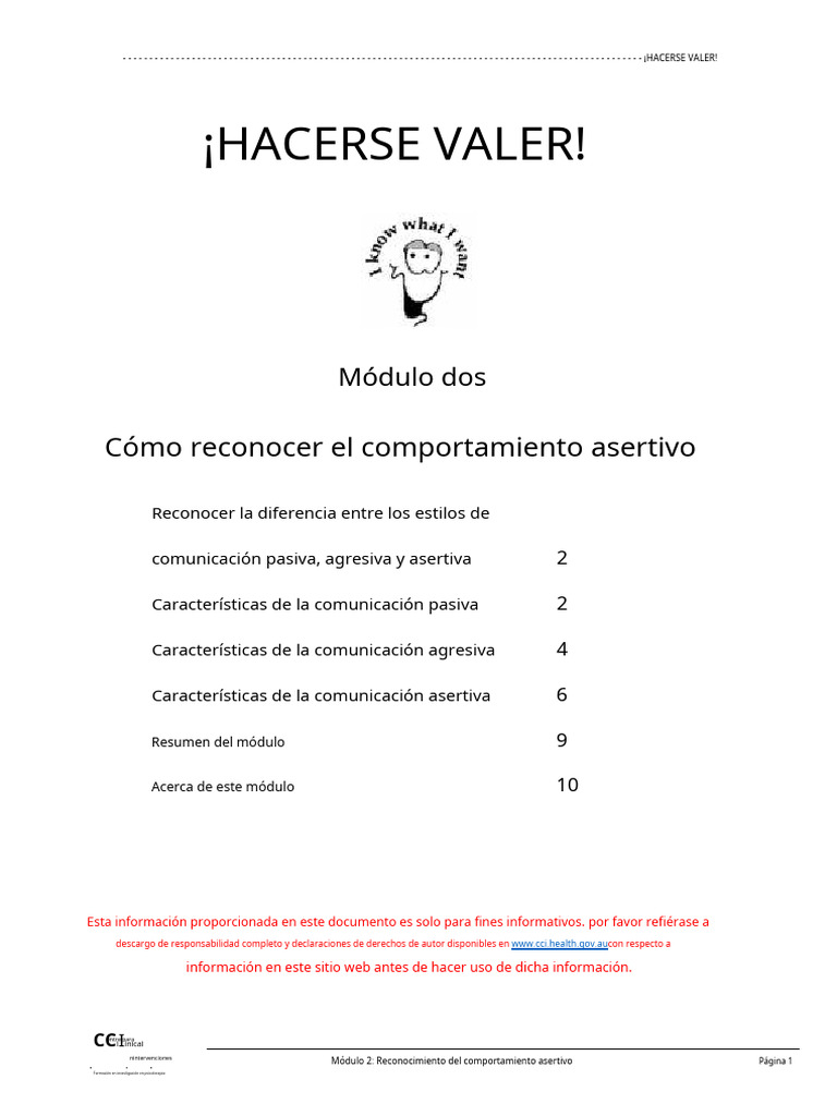 Hacerse Valer. 02 Cómo Reconocer Comportamiento Asert. | PDF | Terapia ...