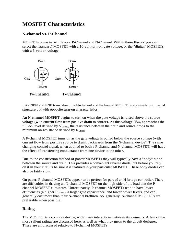 MOSFET Characteristics | PDF | Field Effect Transistor | Mosfet