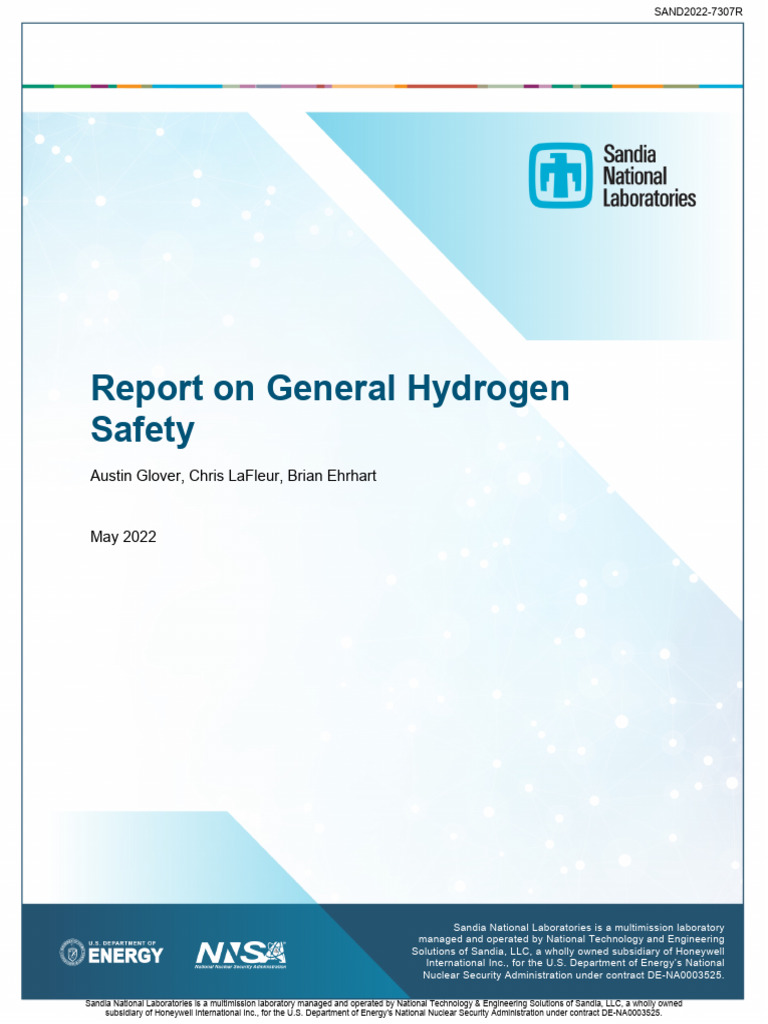 Hydrogen Safety Report by Sandia Labs | PDF | Hydrogen | Natural Gas