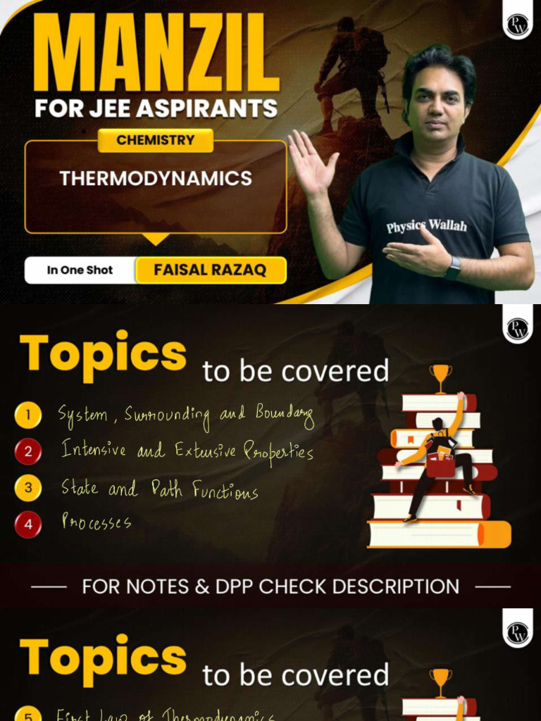 Thermodynamics - Class Notes - Manzil JEE 2025 | PDF