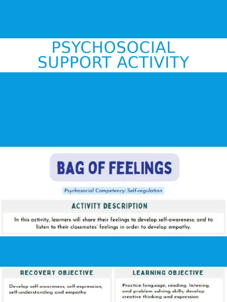 Psychosocial Support Activity Pack 3 | PDF