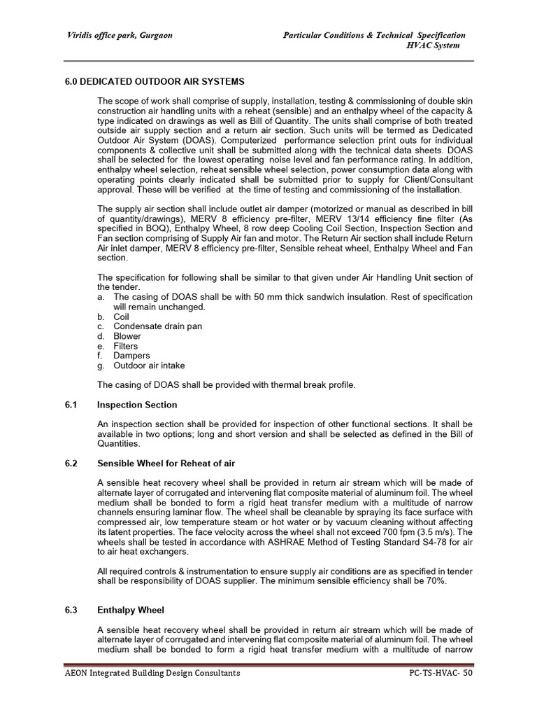 TS of Dedicated Outdoor Air Systems | PDF | Heat | Temperature