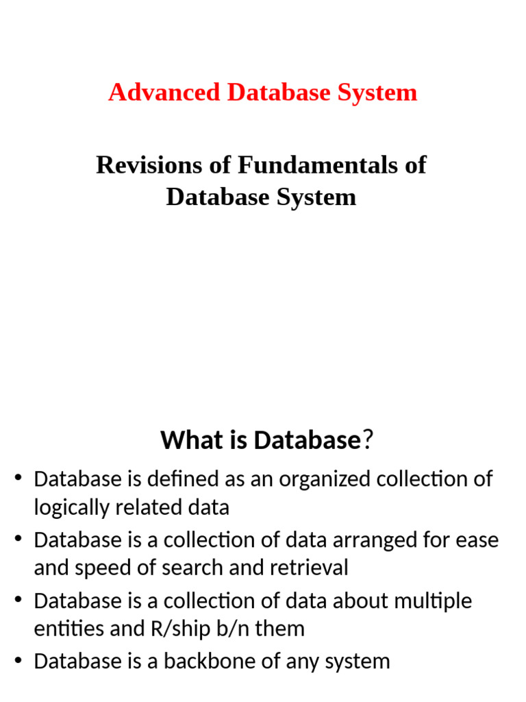 Advanced Database Management Overview | PDF | Databases | Method ...