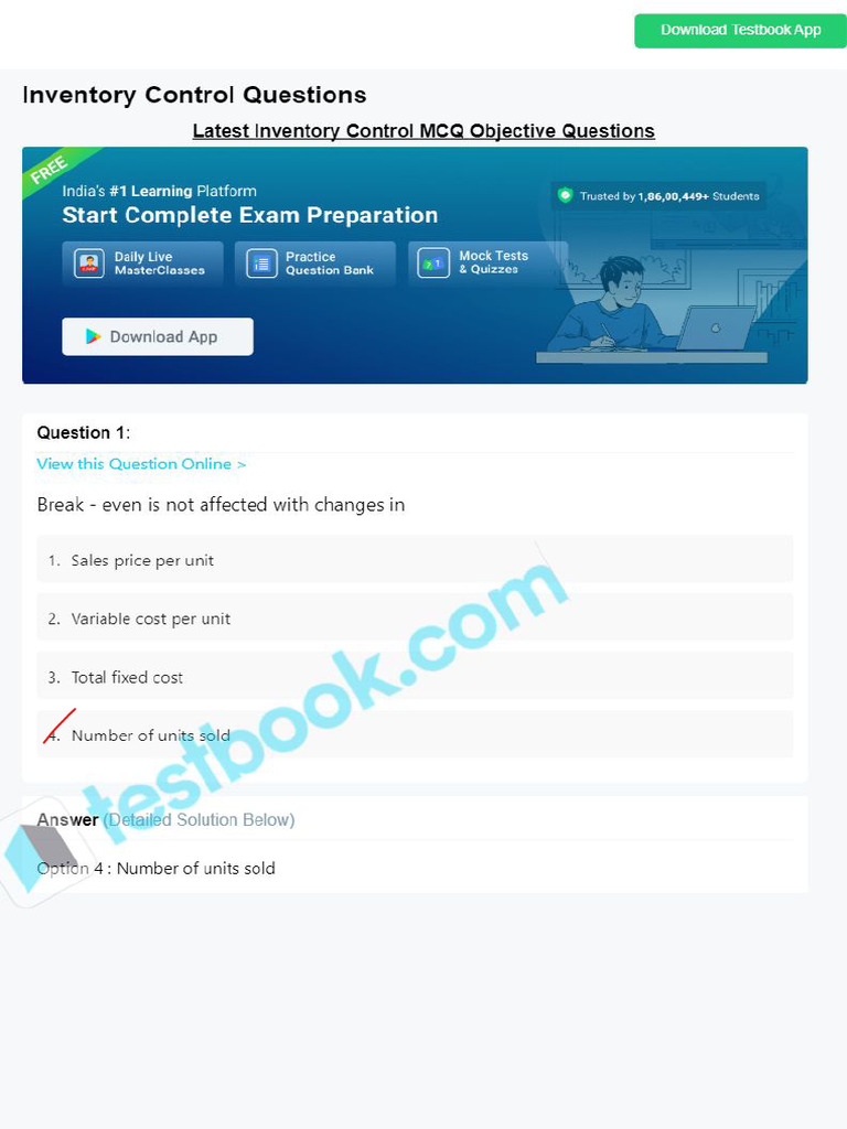 5g MCQ On Inventory Control 5eea6a0e39140f30f369e4f0 | PDF