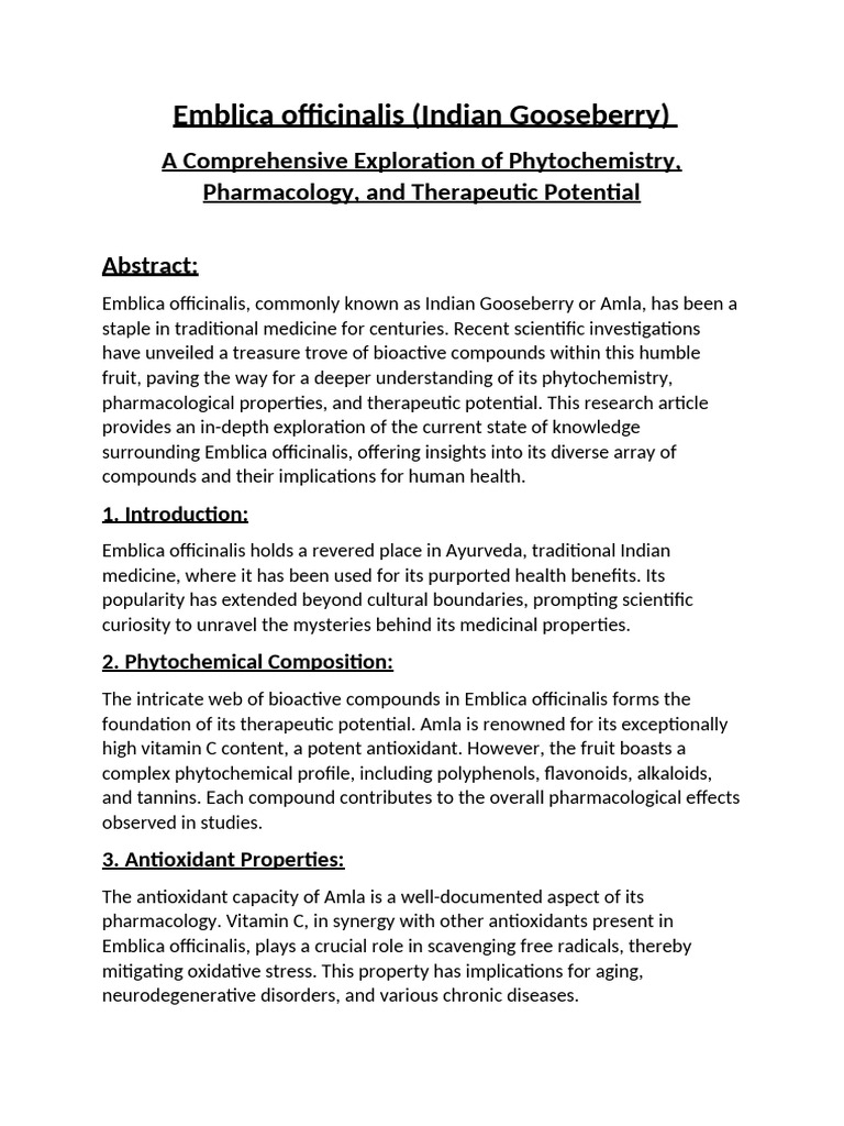 Emblica Officinalis Research | PDF | Anti Inflammatory | Inflammation