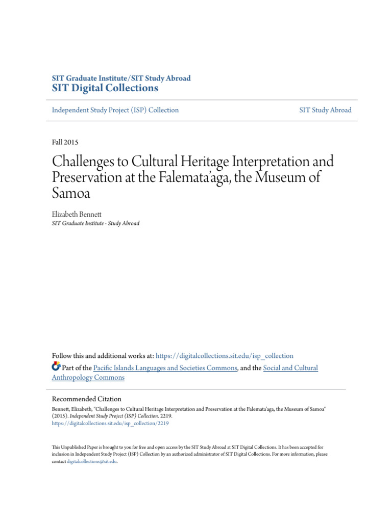 Cultural Heritage Challenges in Samoa | PDF | Museum | Curator