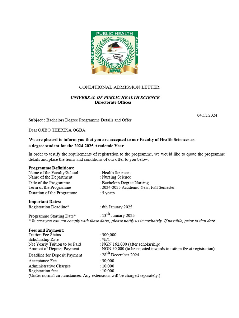 Conditional Offer Let | PDF | Fee