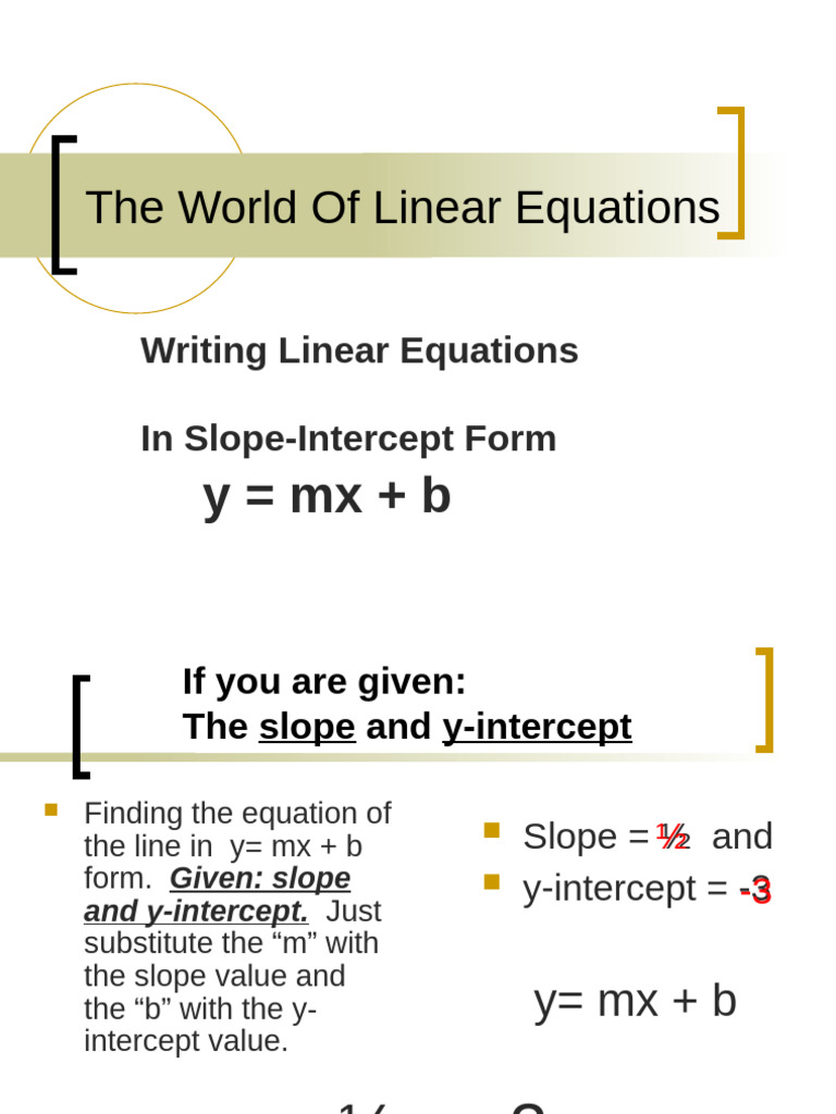 Writing Linear Equations1 | PDF | Elementary Mathematics | Equations