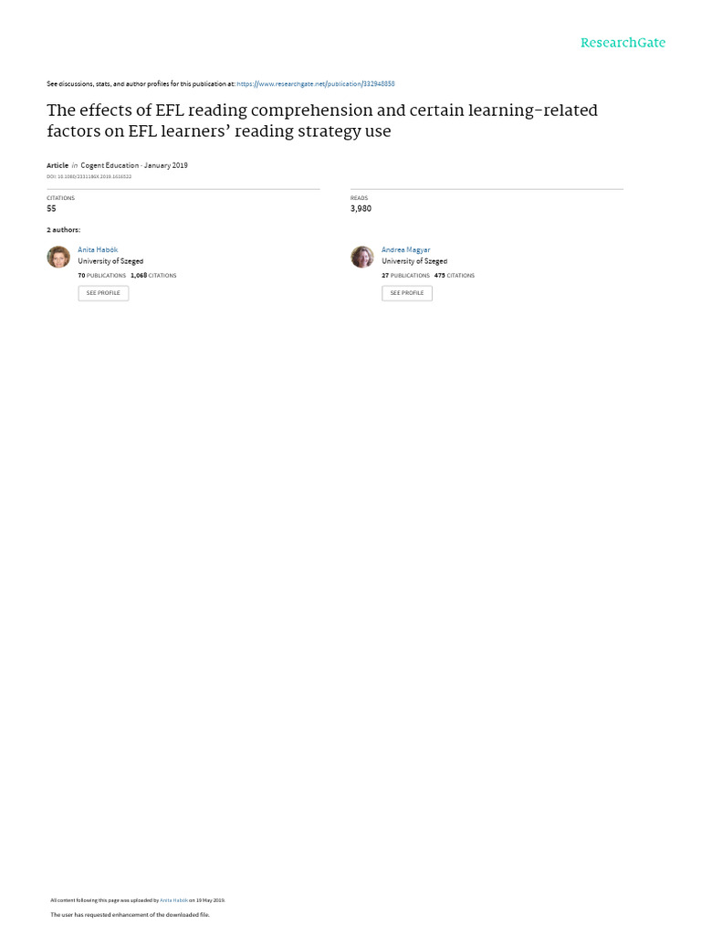 EFL Reading Strategies and Comprehension | PDF | Reading Comprehension ...