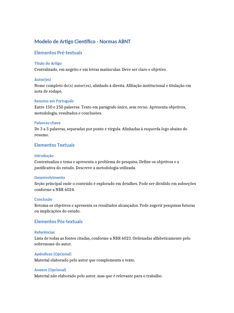 Modelo de Artigo Científico ABNT | PDF
