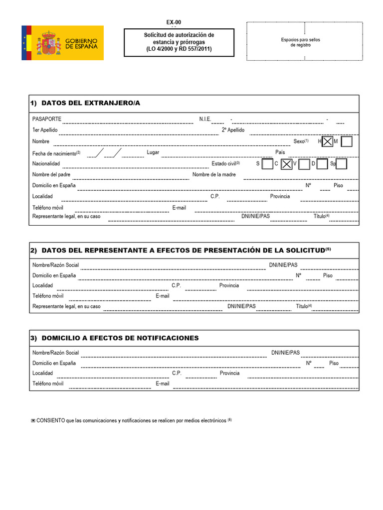 Modelo de Solicitud EX00 | PDF | Documento de identidad | Gobierno y ...