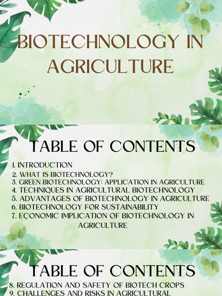 Biotechnology's Role in Agriculture | PDF | Biotechnology | Agriculture