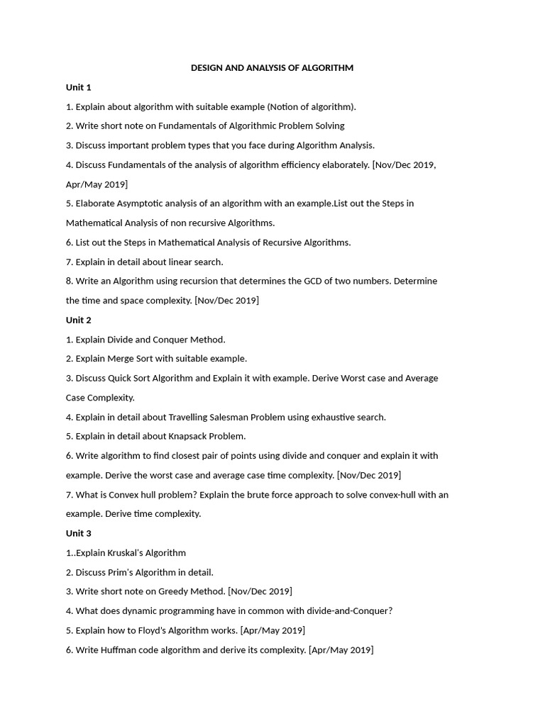 Key Topics in Algorithm Design Analysis | PDF | Algorithms | Algorithms ...