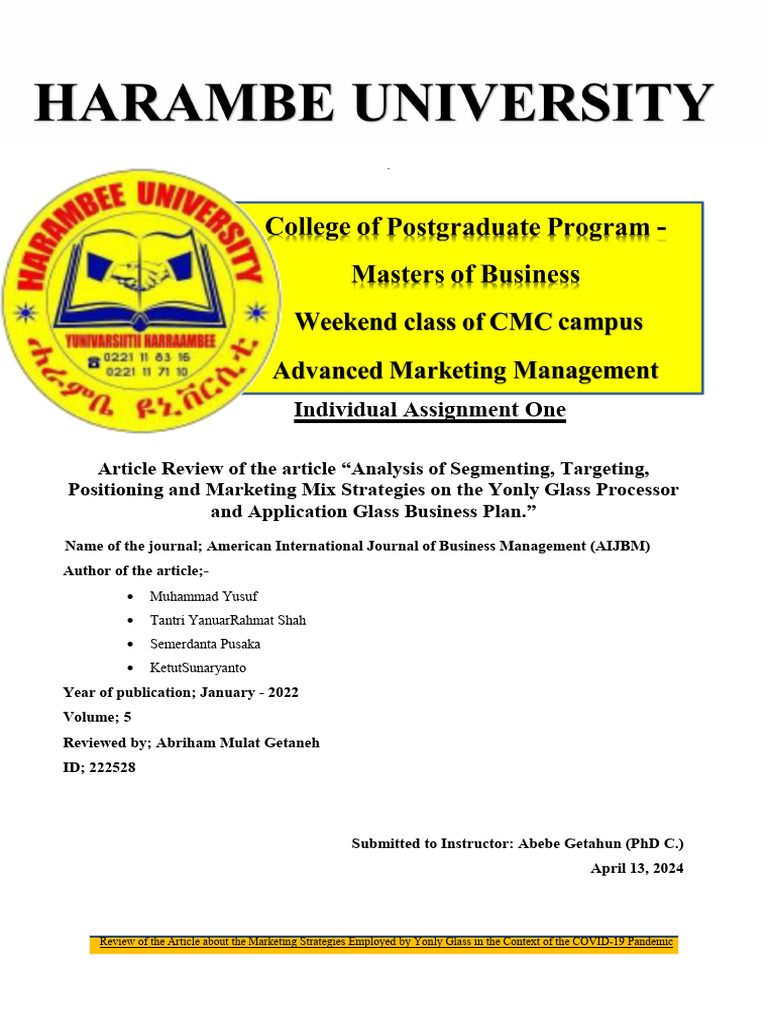 Article Review Advanced Marketing Mgmt V3 Pdf Marketing Market