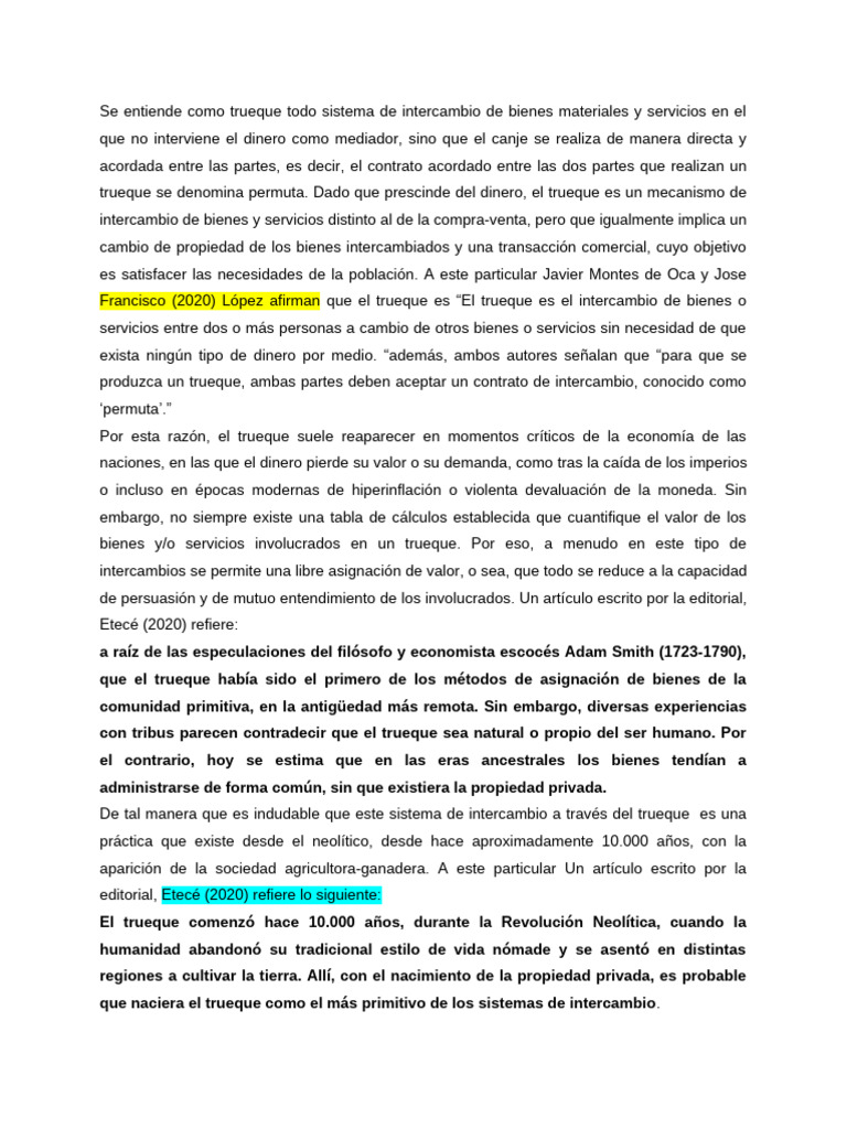 El Trueque | PDF | Dinero | Permuta