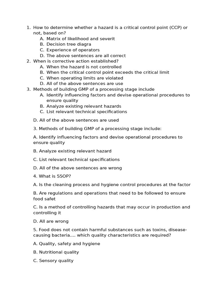 Food Safety and HACCP Guidelines | PDF | Hazard Analysis And Critical ...