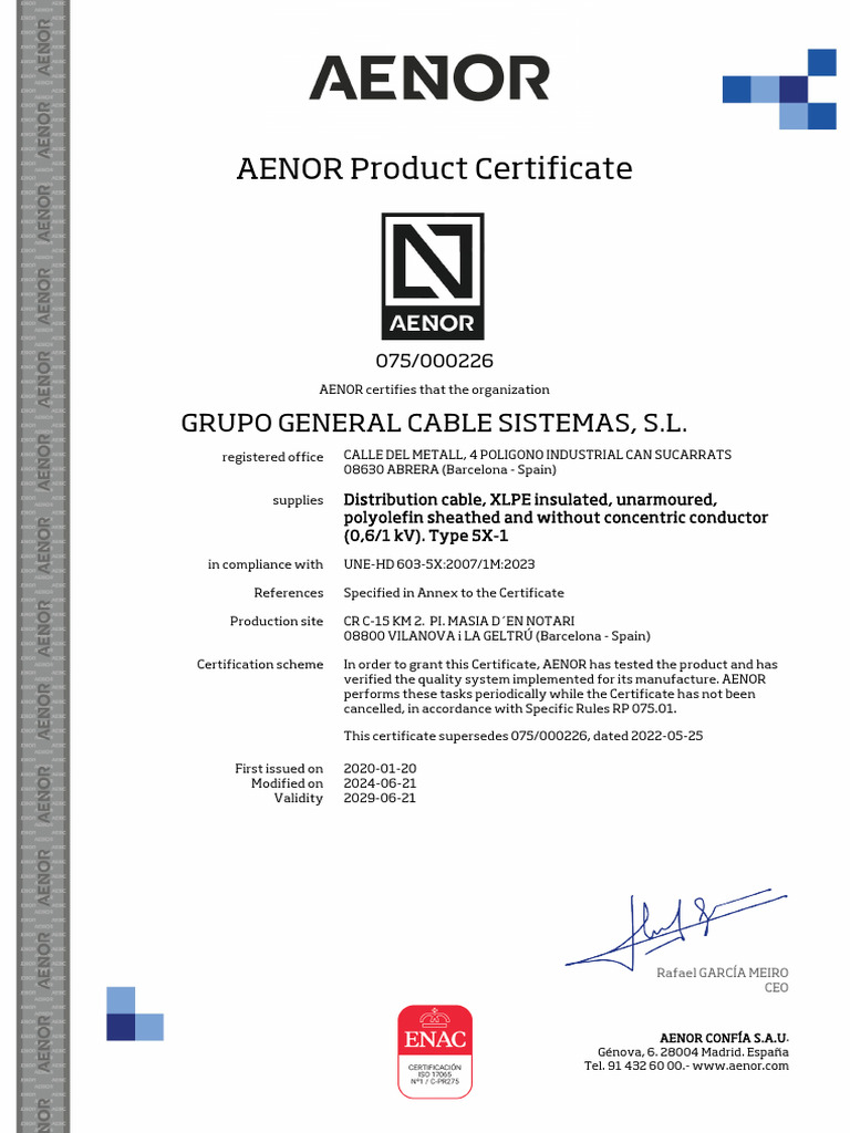 Ce075marcan000226 - in - 2024-06-21 General Cable | PDF | Electrical ...