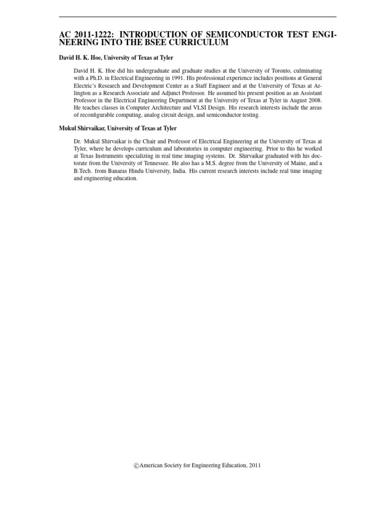 Integrating Semiconductor Testing in BSEE | PDF | Integrated Circuit ...