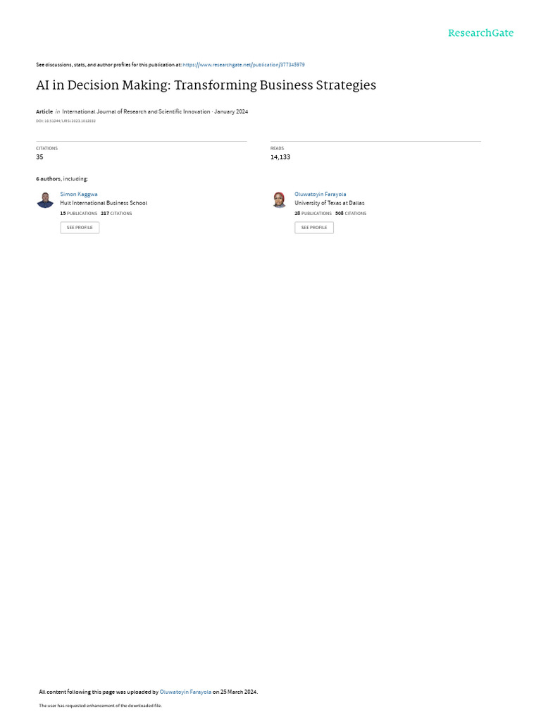 AI in Decision Making Transforming Business Strategies | PDF ...
