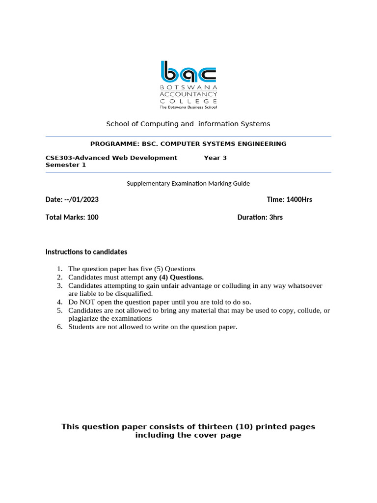 BSc Computer Systems Engineering Exam Guide | PDF | Web Server ...
