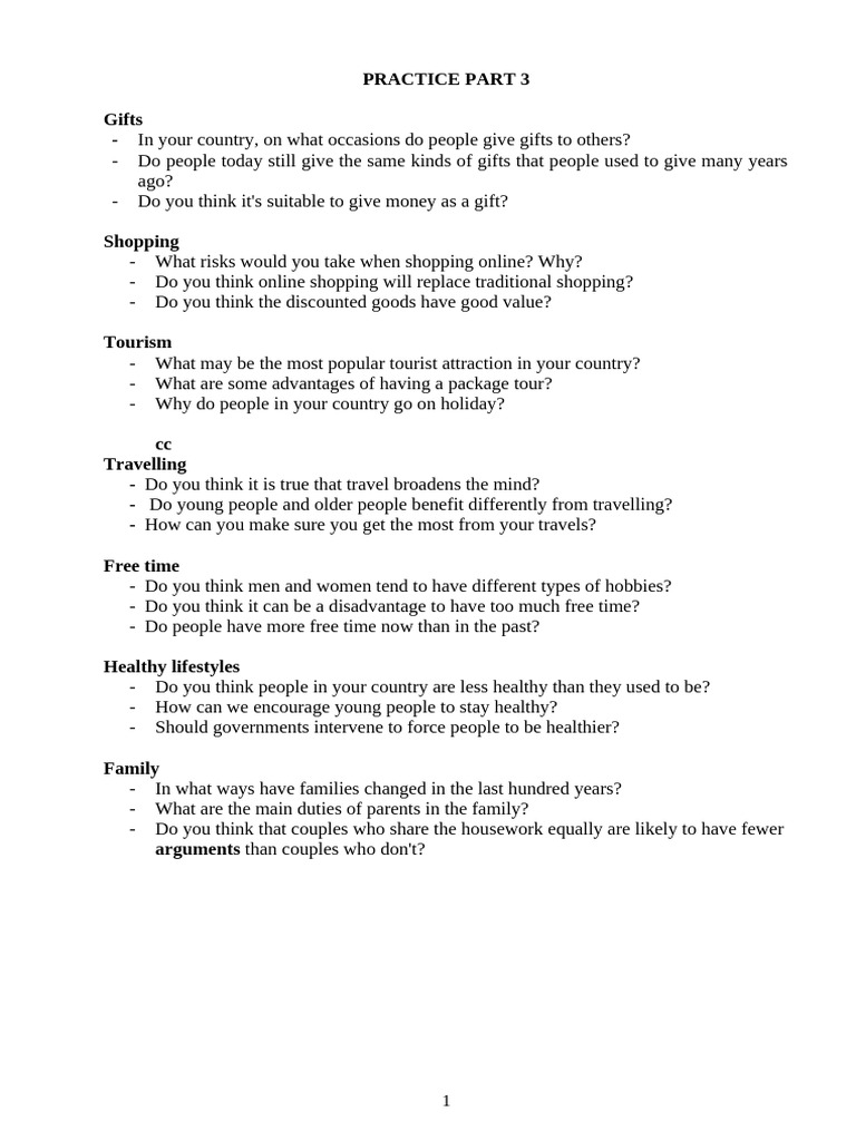REVISION Part 3 - SPEAKING 5 | PDF