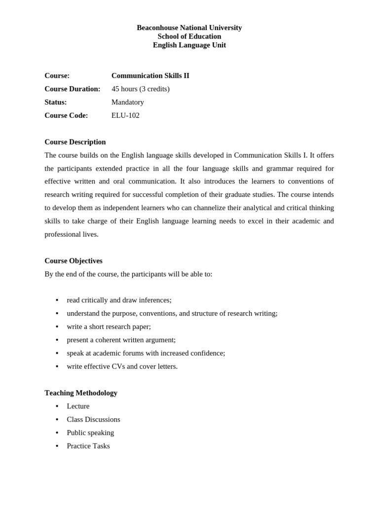 Advanced Communication Skills Course Pdf Public Speaking Critical