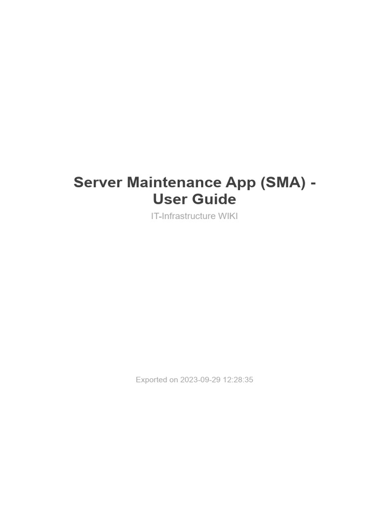 SMA User Guide | PDF | Login | Wiki