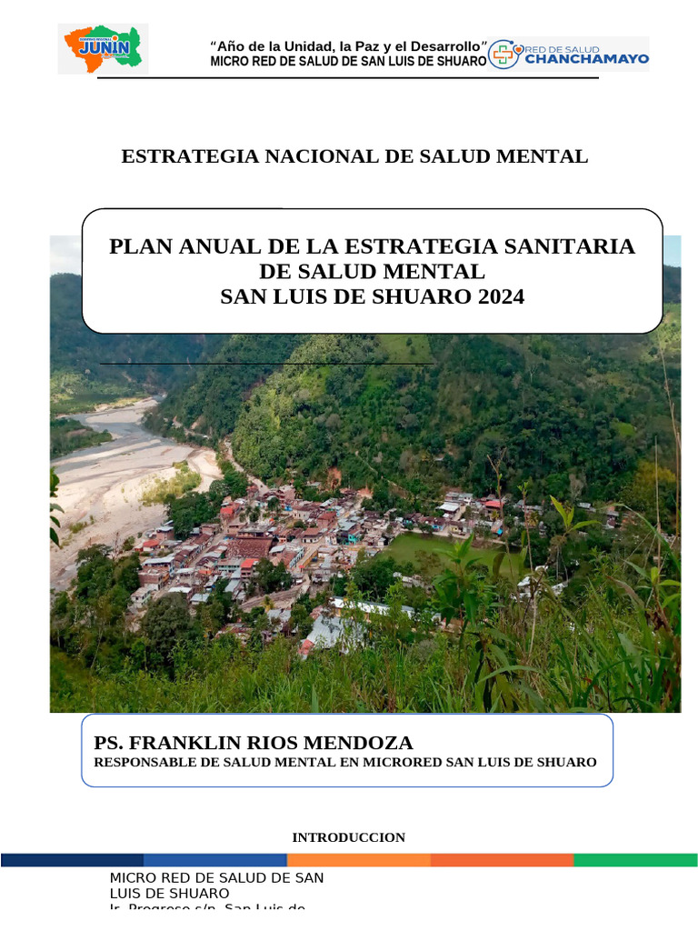 Estrategia de Salud Mental San Luis 2024 | PDF | Salud mental | Adultos