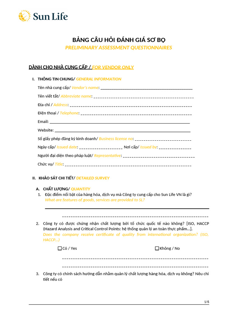 FINAL Preliminary Assessment Questionnaires | PDF