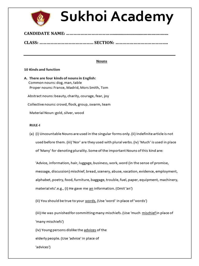 Understanding Noun Types and Rules | PDF | Grammatical Gender | Plural