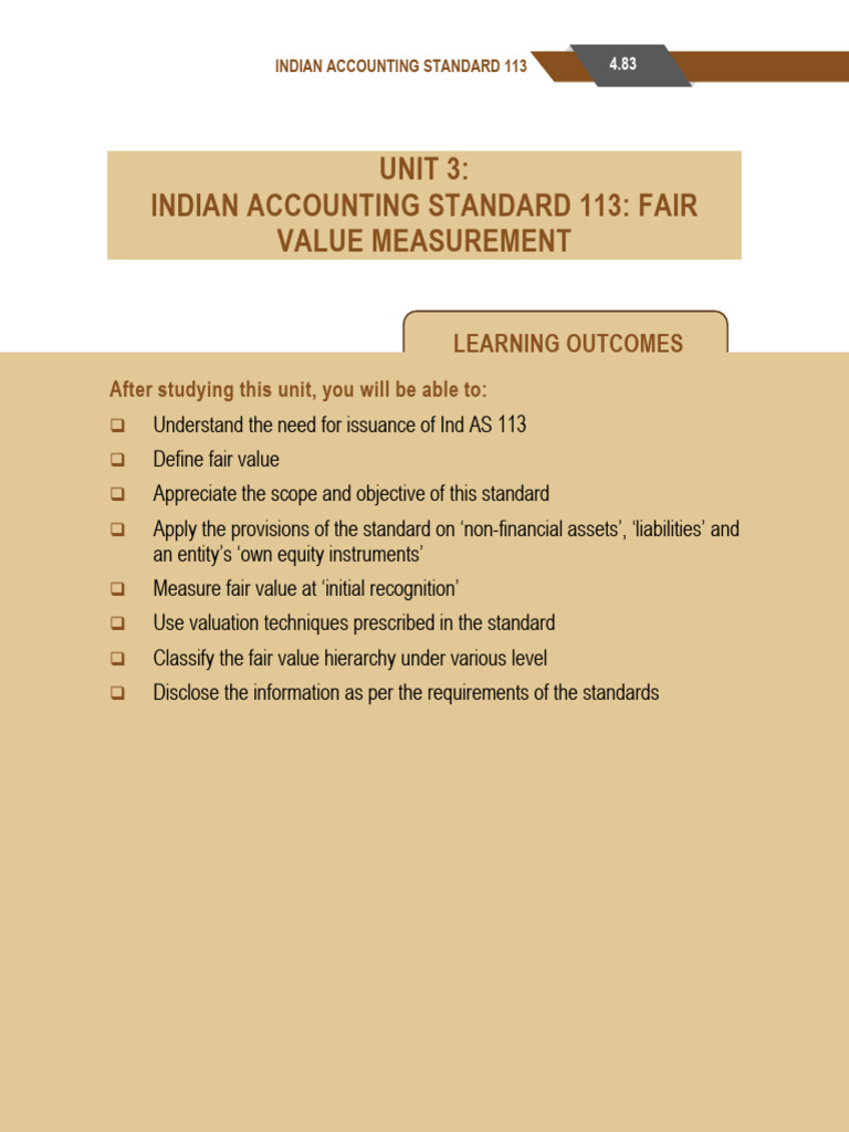 Indian Accounting Standard 113 Overview | PDF | Fair Value | Valuation ...
