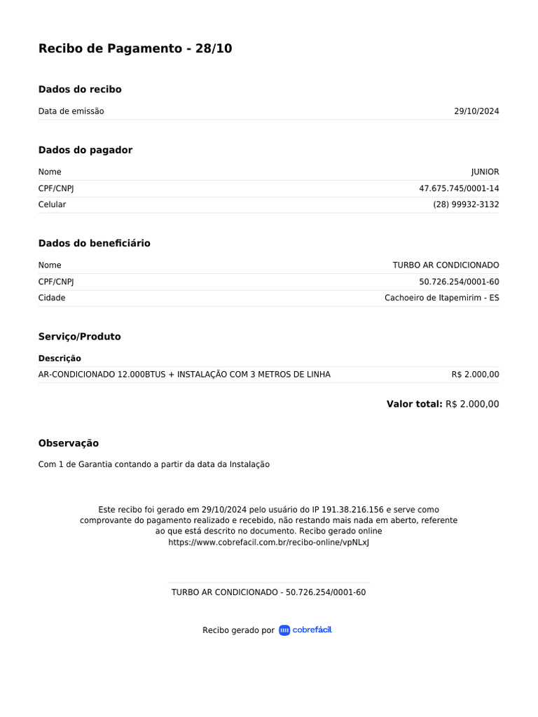 Recibo de Pagamento | PDF